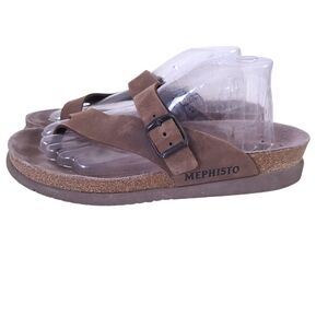$175 Mephisto Helen Brown Toe Loop Sandal Shoes 40 Size 10 US